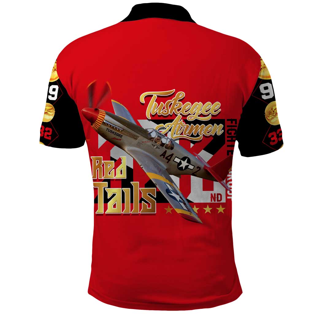 Tuskegee Red Tails Airmen Polo Shirt African American WWII Fighter Pilot Legacy - African Pride