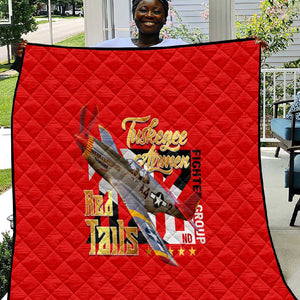 Tuskegee Red Tails Airmen Quilt African American WWII Fighter Pilot Legacy - African Pride