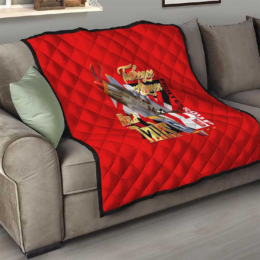 Tuskegee Red Tails Airmen Quilt African American WWII Fighter Pilot Legacy - African Pride