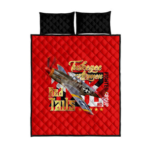 Tuskegee Red Tails Airmen Quilt Bed Set African American WWII Fighter Pilot Legacy - African Pride