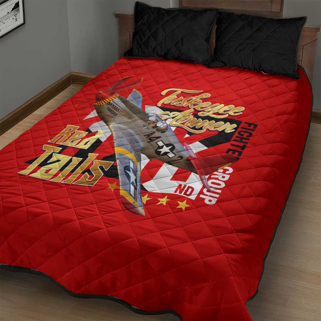 Tuskegee Red Tails Airmen Quilt Bed Set African American WWII Fighter Pilot Legacy - African Pride