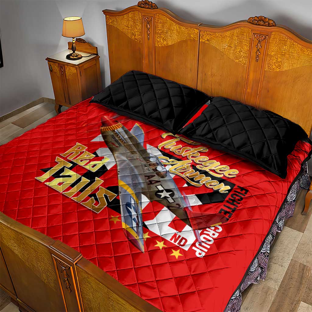 Tuskegee Red Tails Airmen Quilt Bed Set African American WWII Fighter Pilot Legacy - African Pride