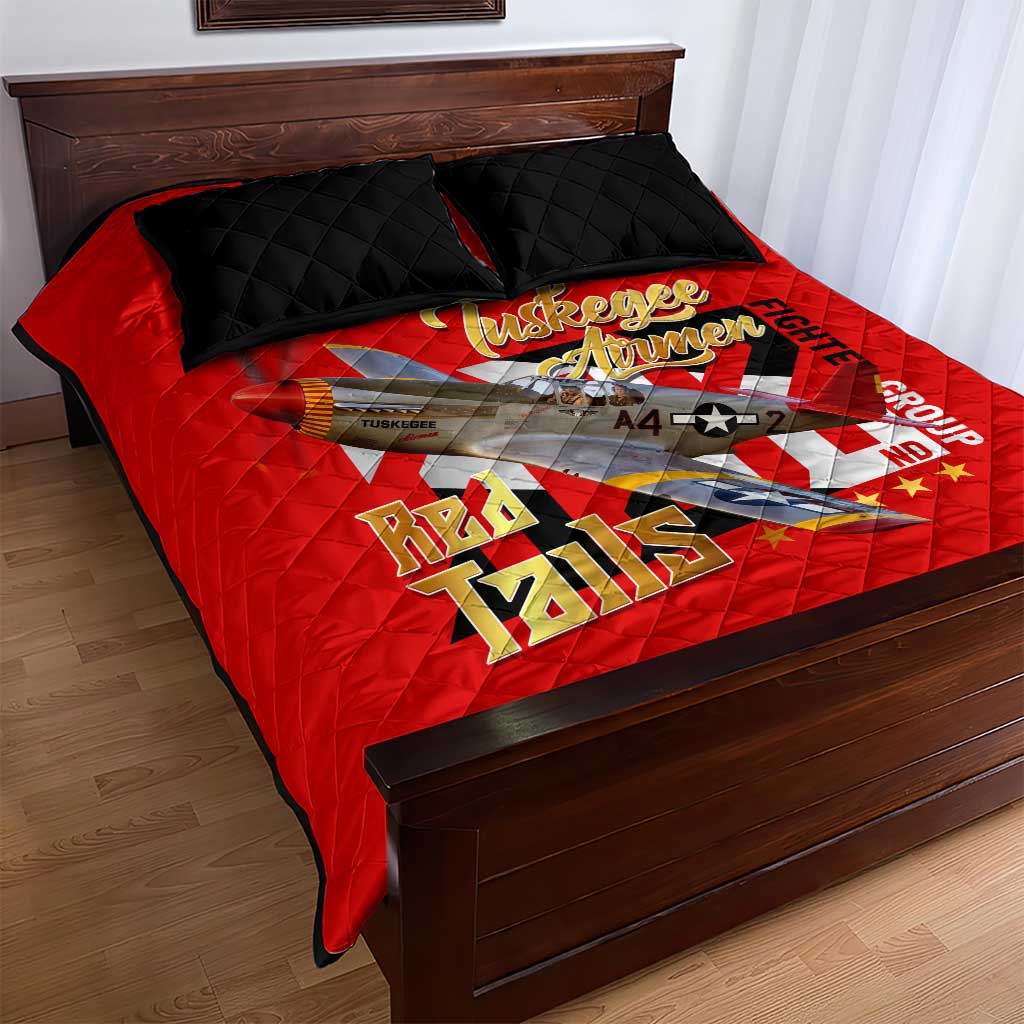 Tuskegee Red Tails Airmen Quilt Bed Set African American WWII Fighter Pilot Legacy - African Pride