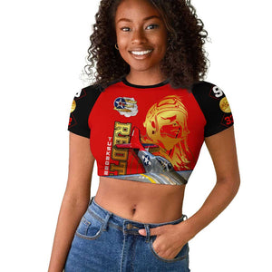 Tuskegee Red Tails Airmen Raglan Cropped T shirt African American WWII Fighter Pilot Legacy - African Pride