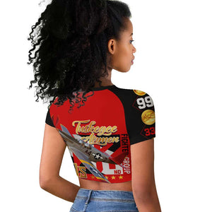 Tuskegee Red Tails Airmen Raglan Cropped T shirt African American WWII Fighter Pilot Legacy - African Pride
