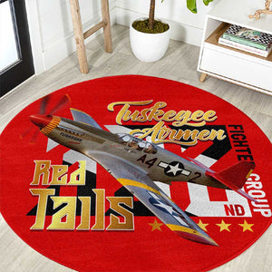 Tuskegee Red Tails Airmen Round Carpet African American WWII Fighter Pilot Legacy - African Pride