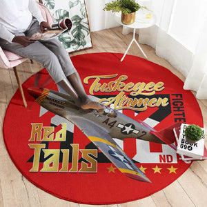 Tuskegee Red Tails Airmen Round Carpet African American WWII Fighter Pilot Legacy - African Pride
