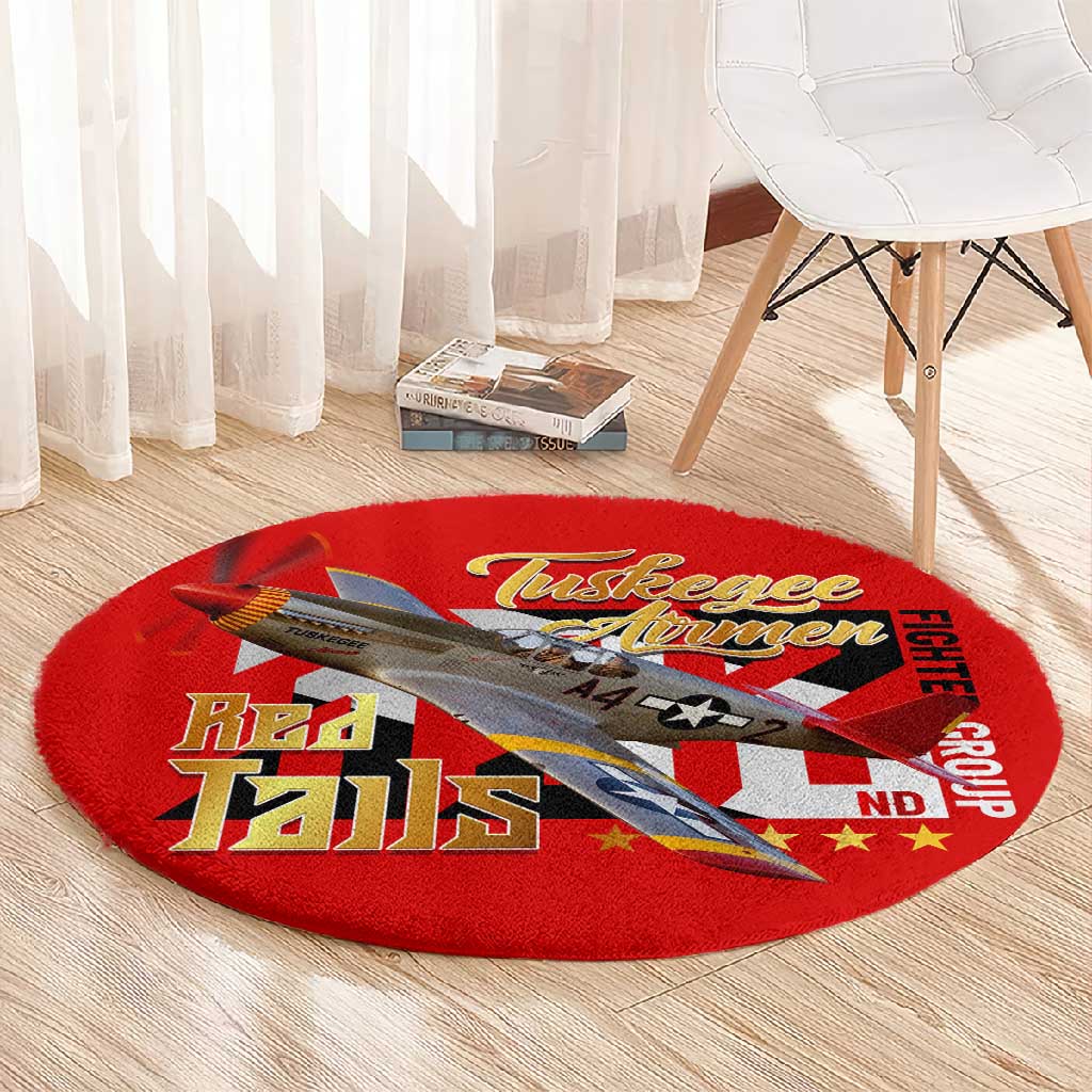 Tuskegee Red Tails Airmen Round Carpet African American WWII Fighter Pilot Legacy - African Pride