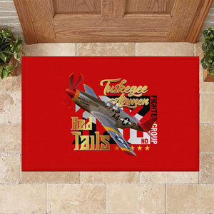 Tuskegee Red Tails Airmen Rubber Doormat African American WWII Fighter Pilot Legacy - African Pride