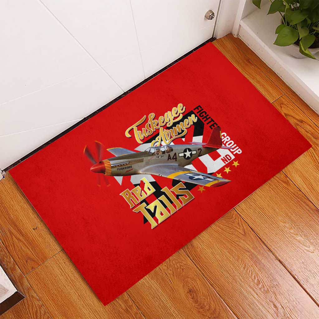 Tuskegee Red Tails Airmen Rubber Doormat African American WWII Fighter Pilot Legacy - African Pride