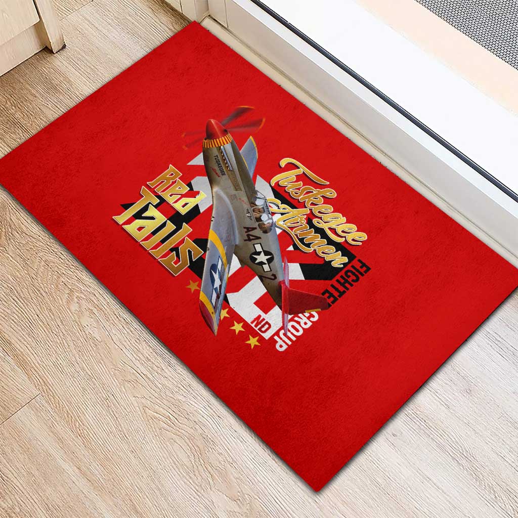 Tuskegee Red Tails Airmen Rubber Doormat African American WWII Fighter Pilot Legacy - African Pride