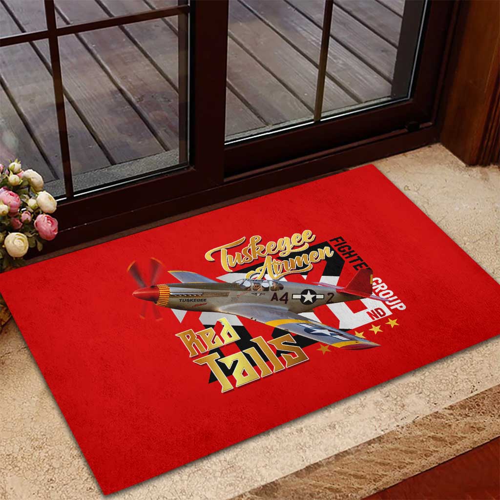 Tuskegee Red Tails Airmen Rubber Doormat African American WWII Fighter Pilot Legacy - African Pride
