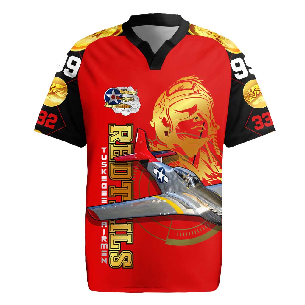Tuskegee Red Tails Airmen Rugby Jersey African American WWII Fighter Pilot Legacy - African Pride