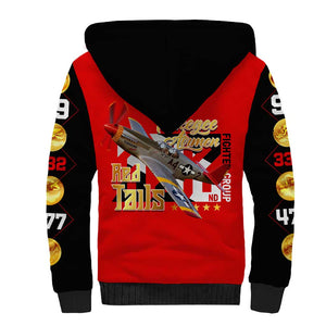 Tuskegee Red Tails Airmen Sherpa Hoodie African American WWII Fighter Pilot Legacy - African Pride