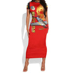 Tuskegee Red Tails Airmen Short Sleeve Bodycon Dress African American WWII Fighter Pilot Legacy - African Pride