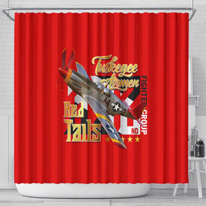 Tuskegee Red Tails Airmen Shower Curtain African American WWII Fighter Pilot Legacy - African Pride