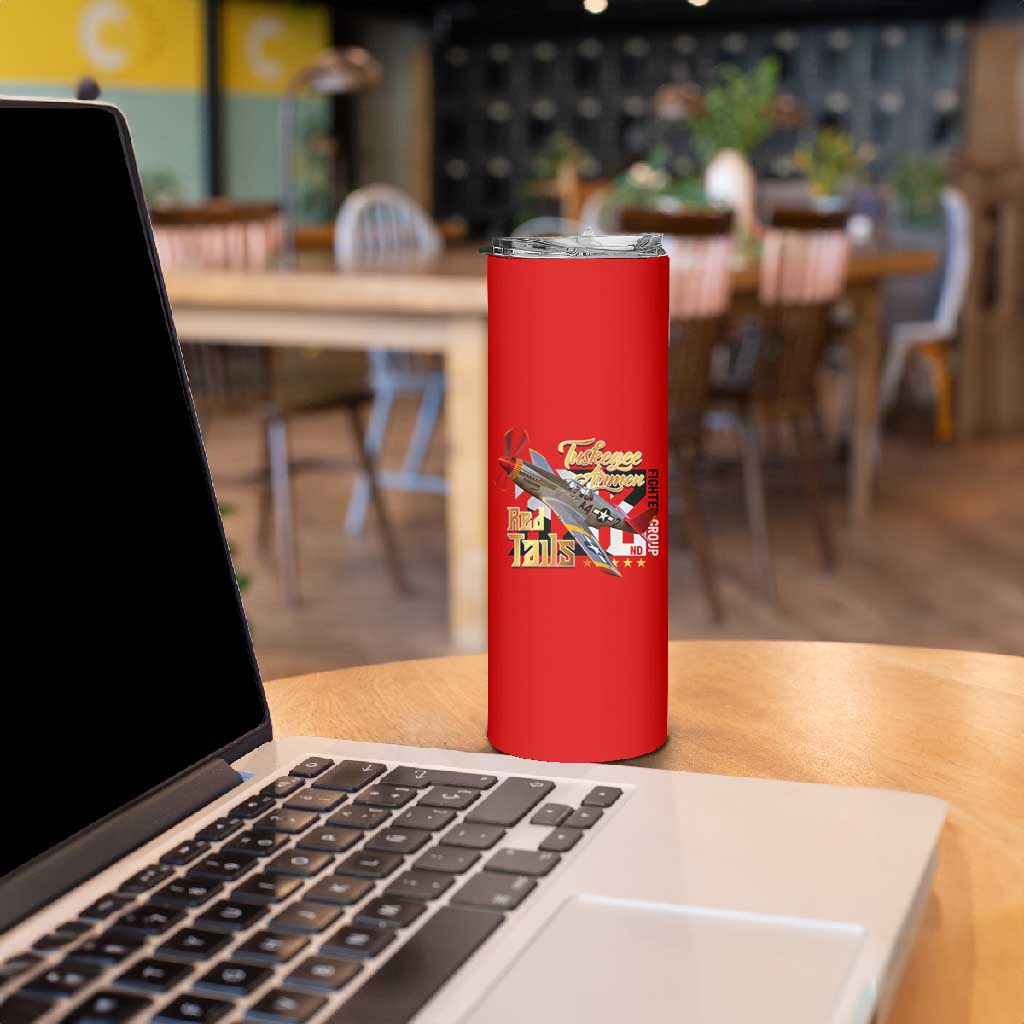 Tuskegee Red Tails Airmen Skinny Tumbler African American WWII Fighter Pilot Legacy - African Pride