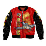 Tuskegee Red Tails Airmen Sleeve Zip Bomber Jacket African American WWII Fighter Pilot Legacy - African Pride