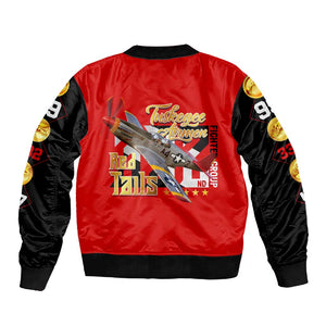 Tuskegee Red Tails Airmen Sleeve Zip Bomber Jacket African American WWII Fighter Pilot Legacy - African Pride
