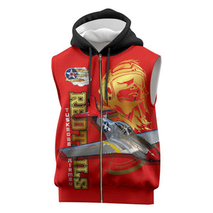 Tuskegee Red Tails Airmen Sleeveless Zip Hoodie African American WWII Fighter Pilot Legacy - African Pride
