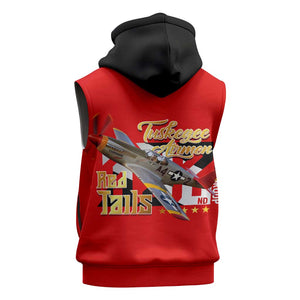 Tuskegee Red Tails Airmen Sleeveless Zip Hoodie African American WWII Fighter Pilot Legacy - African Pride