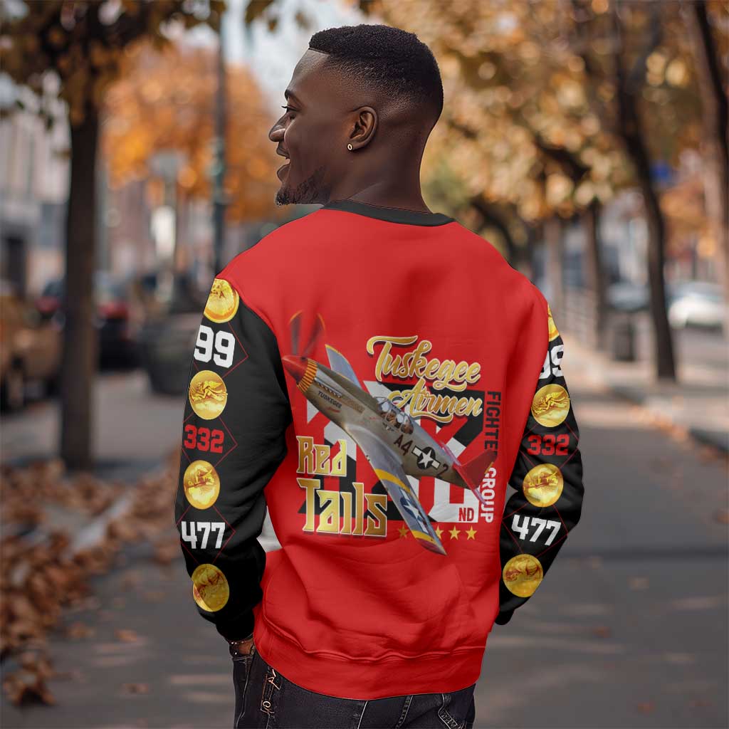 Tuskegee Red Tails Airmen Sweatshirt African American WWII Fighter Pilot Legacy - African Pride