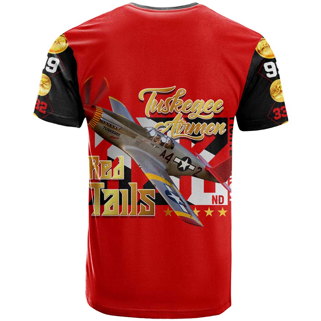 Tuskegee Red Tails Airmen T shirt African American WWII Fighter Pilot Legacy - African Pride