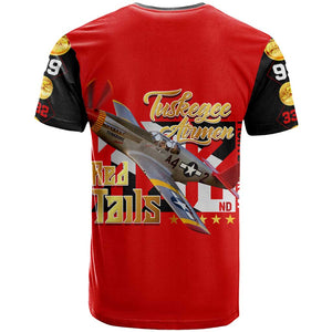 Tuskegee Red Tails Airmen T shirt African American WWII Fighter Pilot Legacy - African Pride