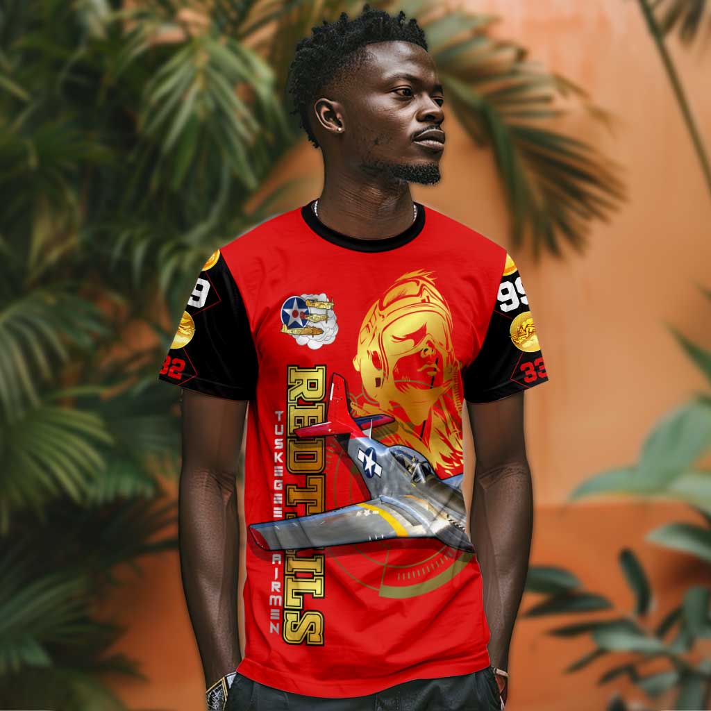Tuskegee Red Tails Airmen T shirt African American WWII Fighter Pilot Legacy - African Pride