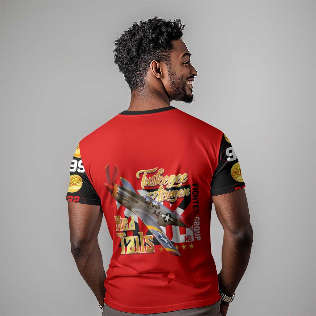 Tuskegee Red Tails Airmen T shirt African American WWII Fighter Pilot Legacy - African Pride