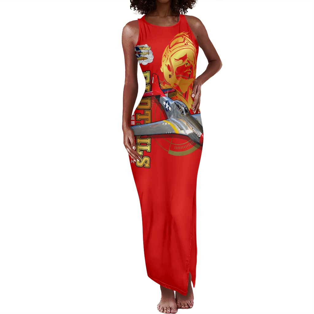 Tuskegee Red Tails Airmen Tank Maxi Dress African American WWII Fighter Pilot Legacy - African Pride