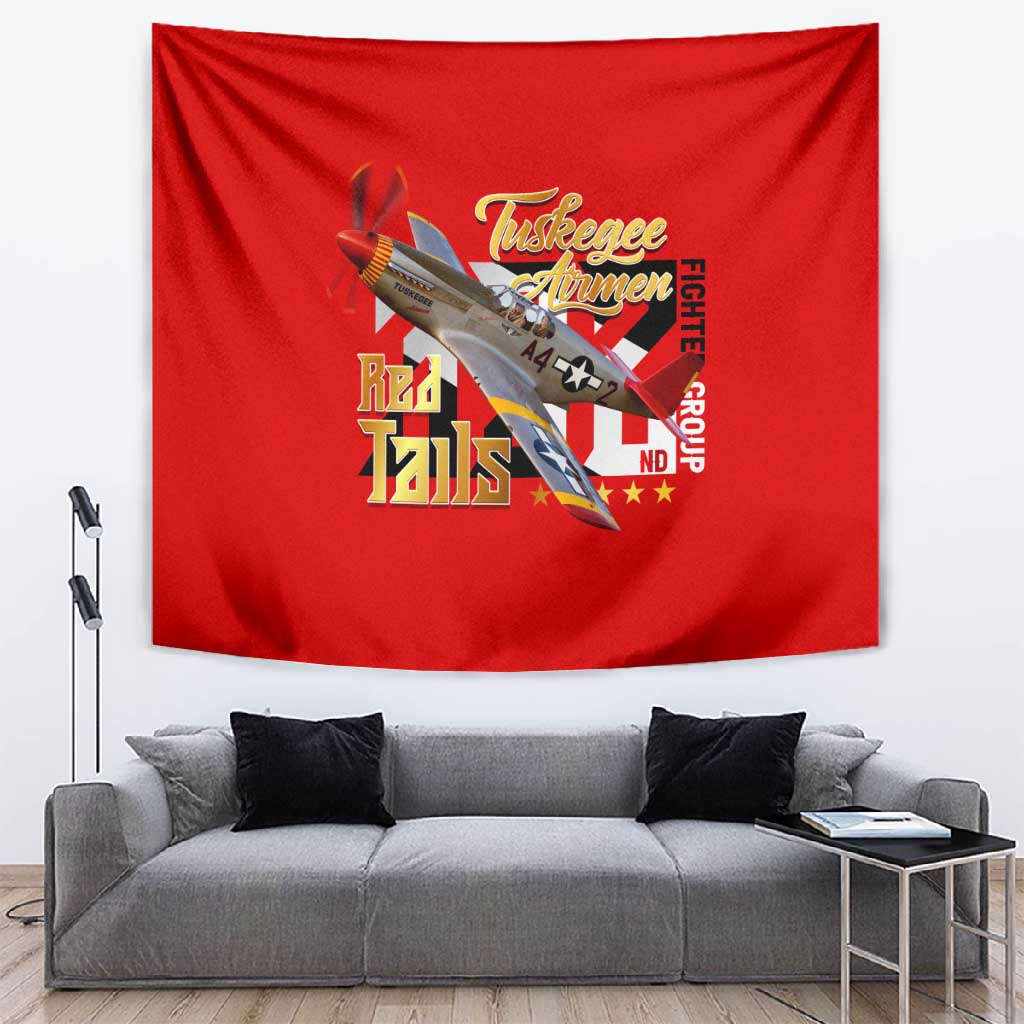 Tuskegee Red Tails Airmen Tapestry African American WWII Fighter Pilot Legacy - African Pride