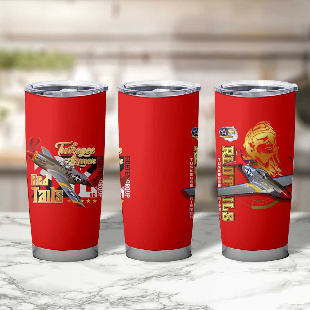 Tuskegee Red Tails Airmen Tumbler Cup African American WWII Fighter Pilot Legacy - African Pride