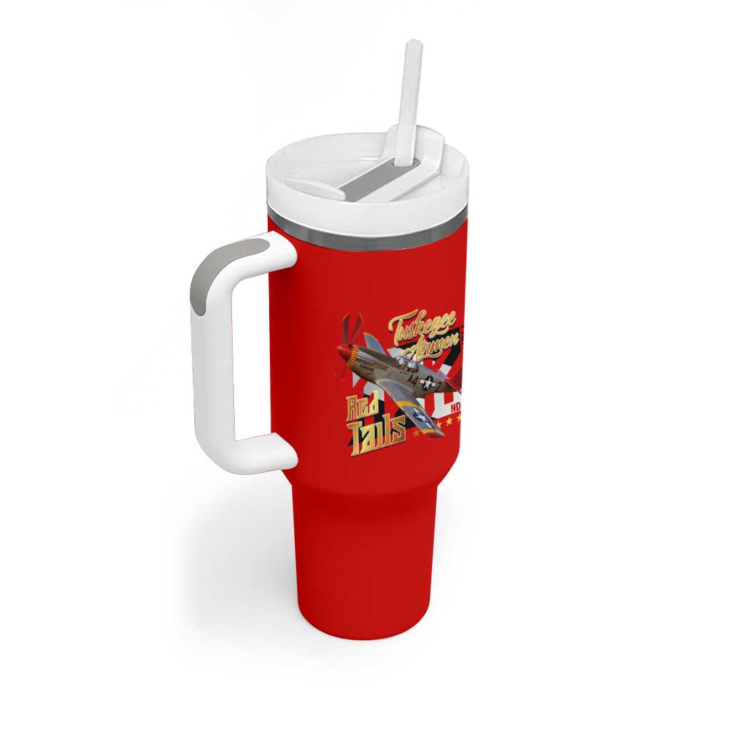 Tuskegee Red Tails Airmen Tumbler With Handle African American WWII Fighter Pilot Legacy - African Pride