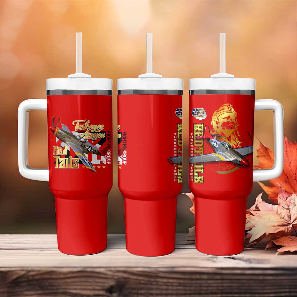 Tuskegee Red Tails Airmen Tumbler With Handle African American WWII Fighter Pilot Legacy - African Pride