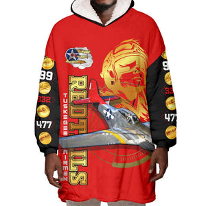 Tuskegee Red Tails Airmen Wearable Blanket Hoodie African American WWII Fighter Pilot Legacy - African Pride