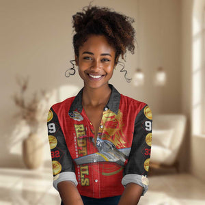 Tuskegee Red Tails Airmen Women Casual Shirt African American WWII Fighter Pilot Legacy - African Pride