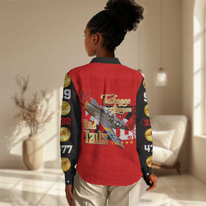 Tuskegee Red Tails Airmen Women Casual Shirt African American WWII Fighter Pilot Legacy - African Pride