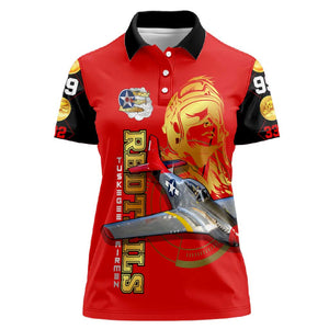 Tuskegee Red Tails Airmen Women Polo Shirt African American WWII Fighter Pilot Legacy - African Pride