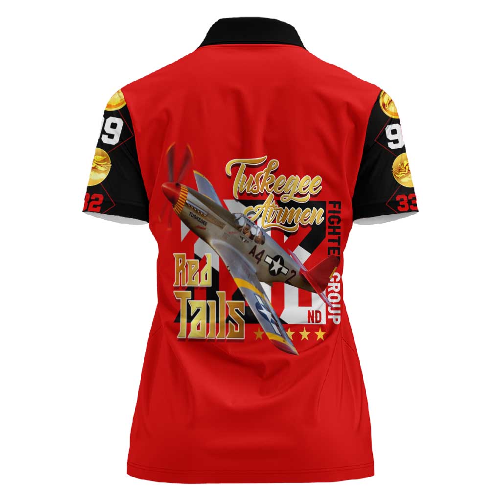 Tuskegee Red Tails Airmen Women Polo Shirt African American WWII Fighter Pilot Legacy - African Pride