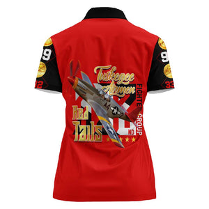 Tuskegee Red Tails Airmen Women Polo Shirt African American WWII Fighter Pilot Legacy - African Pride