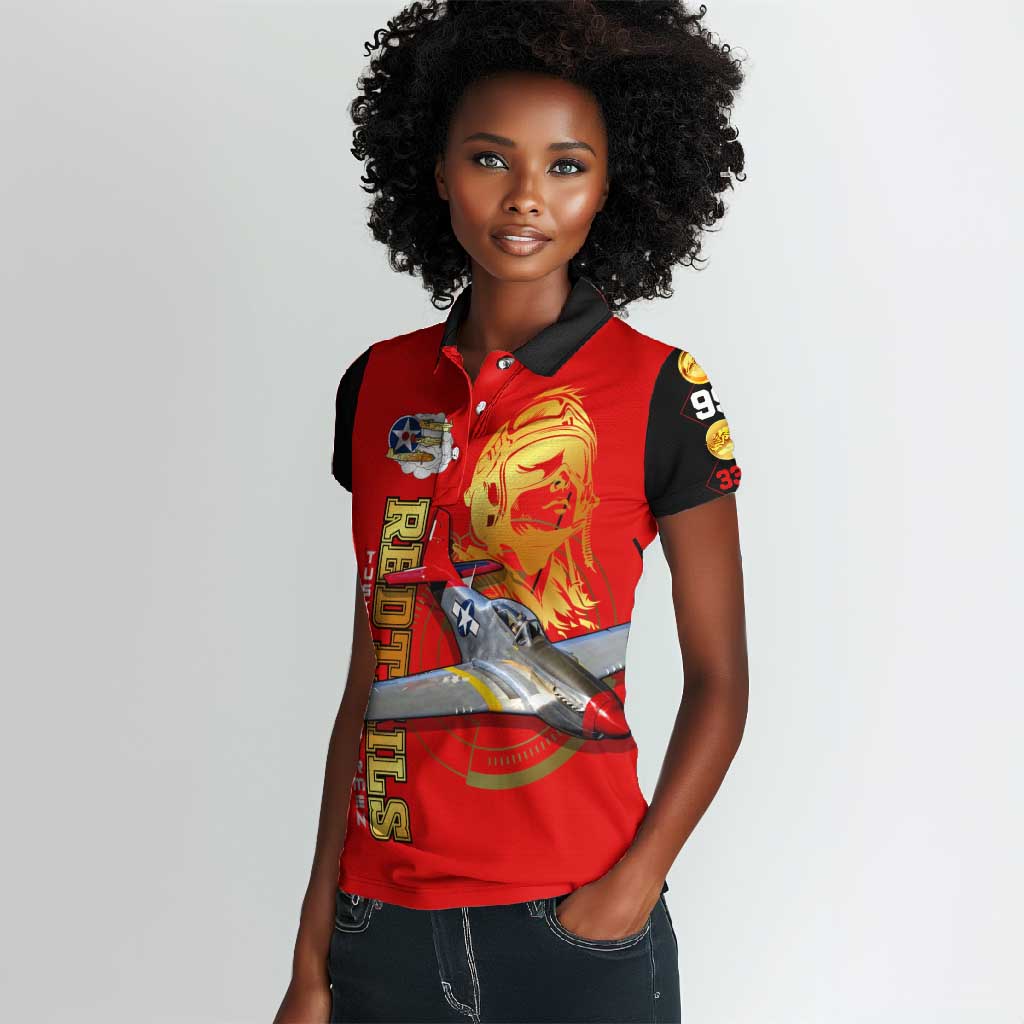 Tuskegee Red Tails Airmen Women Polo Shirt African American WWII Fighter Pilot Legacy - African Pride