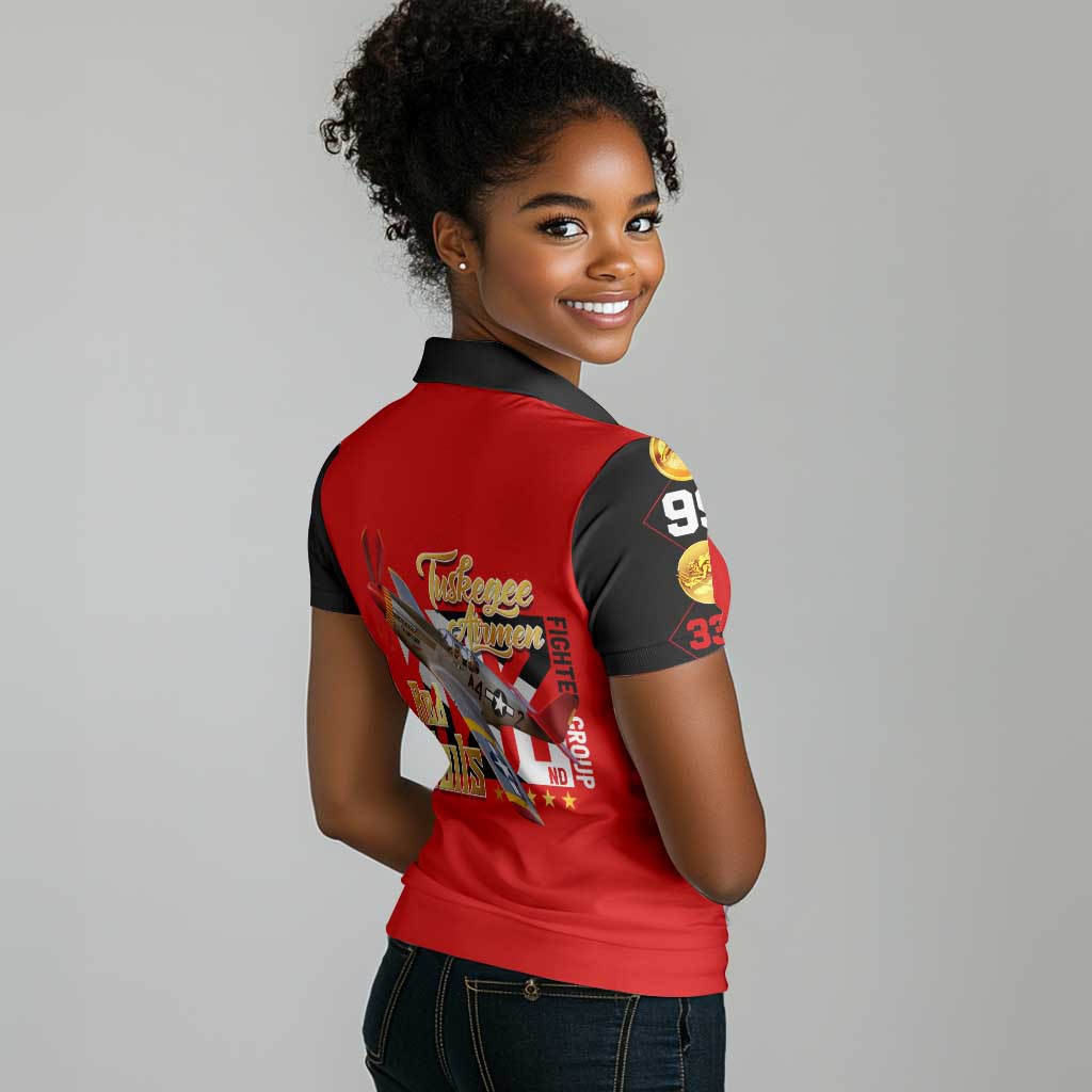 Tuskegee Red Tails Airmen Women Polo Shirt African American WWII Fighter Pilot Legacy - African Pride