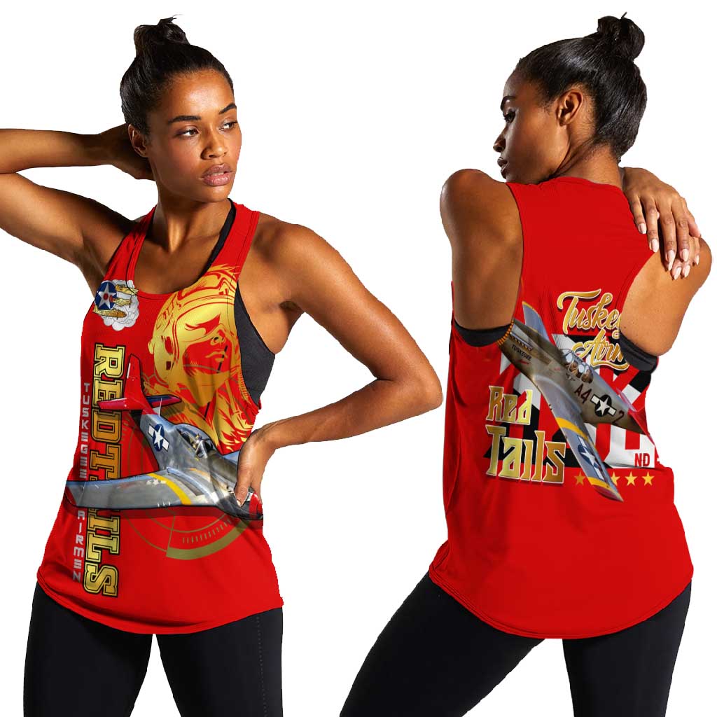 Tuskegee Red Tails Airmen Women Racerback Tank African American WWII Fighter Pilot Legacy - African Pride