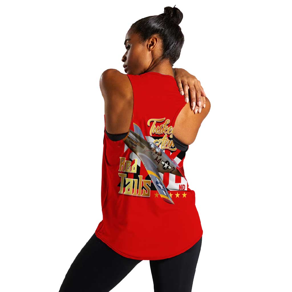 Tuskegee Red Tails Airmen Women Racerback Tank African American WWII Fighter Pilot Legacy - African Pride