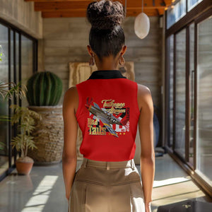 Tuskegee Red Tails Airmen Women Sleeveless Polo Shirt African American WWII Fighter Pilot Legacy - African Pride