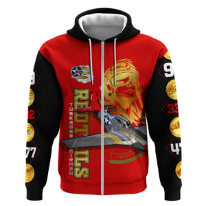 Tuskegee Red Tails Airmen Zip Hoodie African American WWII Fighter Pilot Legacy - African Pride
