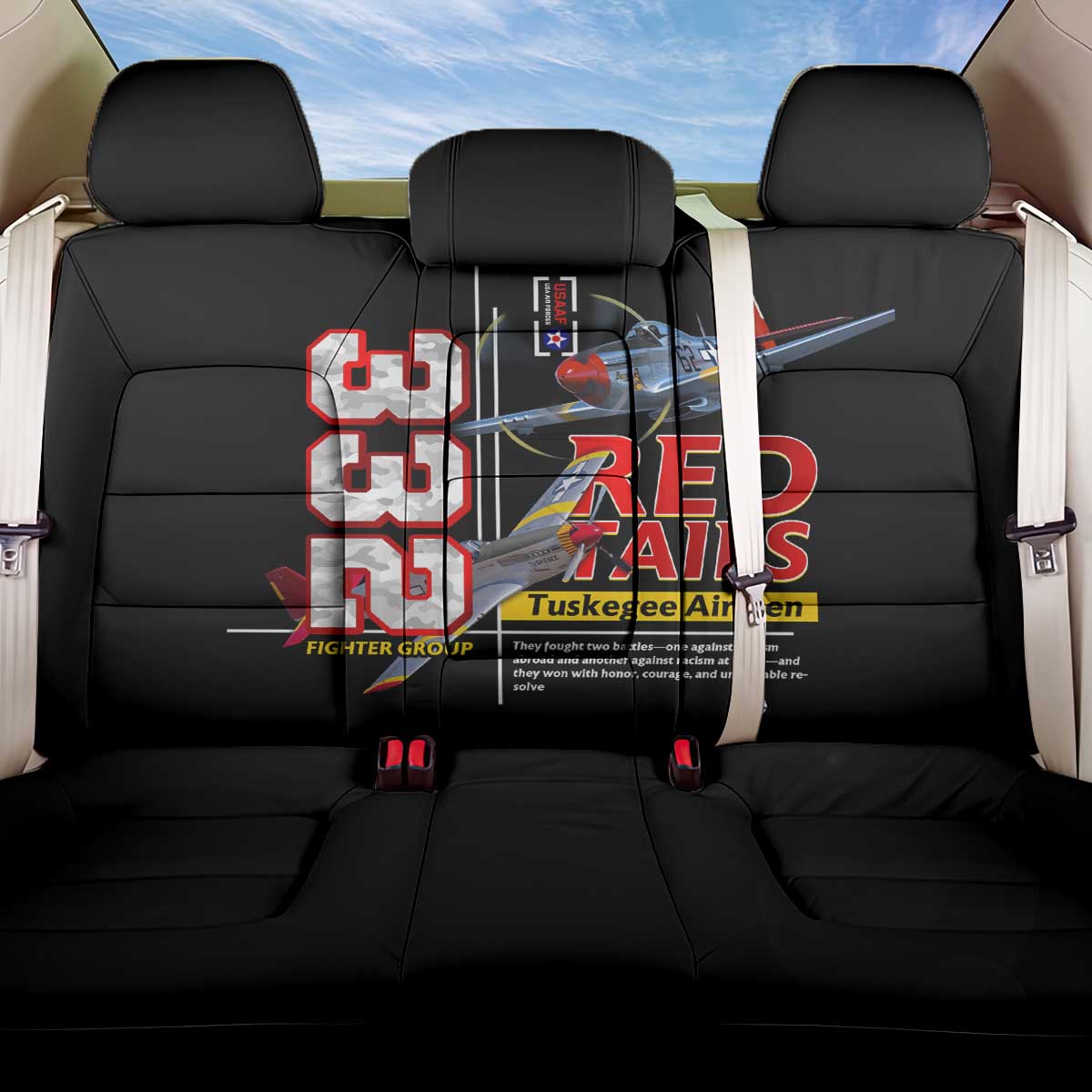 Red Tails Tuskegee Airmen Back Car Seat Cover 332nd Fighter Group WWII Legacy Tribute - African Pride