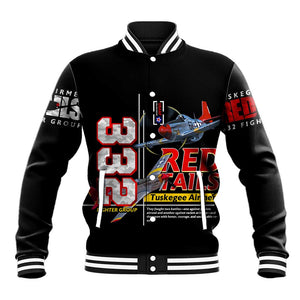 Red Tails Tuskegee Airmen Baseball Jacket 332nd Fighter Group WWII Legacy Tribute - African Pride