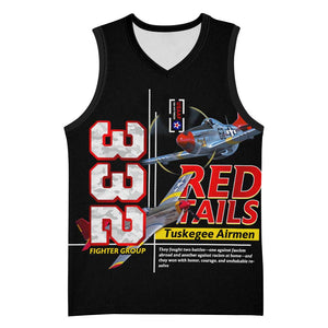 Red Tails Tuskegee Airmen Basketball Jersey 332nd Fighter Group WWII Legacy Tribute - African Pride